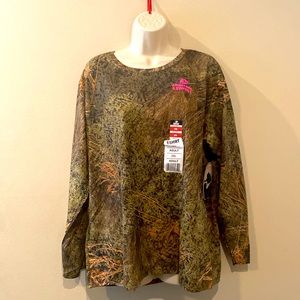 Women's Plus Size Mossy Oak Brush Long Sleeve Camouflaged Print Shirt 2xl NWT